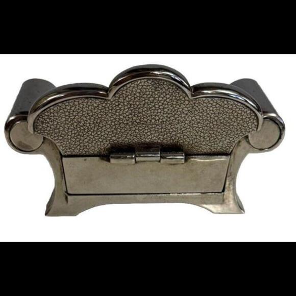 Vintage 1991 Godinger Silver Plated Velvet Lined Jewelry Trinket Box Couch Lid - Picture 4 of 7